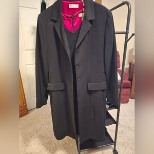 VINTAGE 90s Amanda Smith Pinstripe Power Suit Set - 2pc Blazer & Dress - Magenta